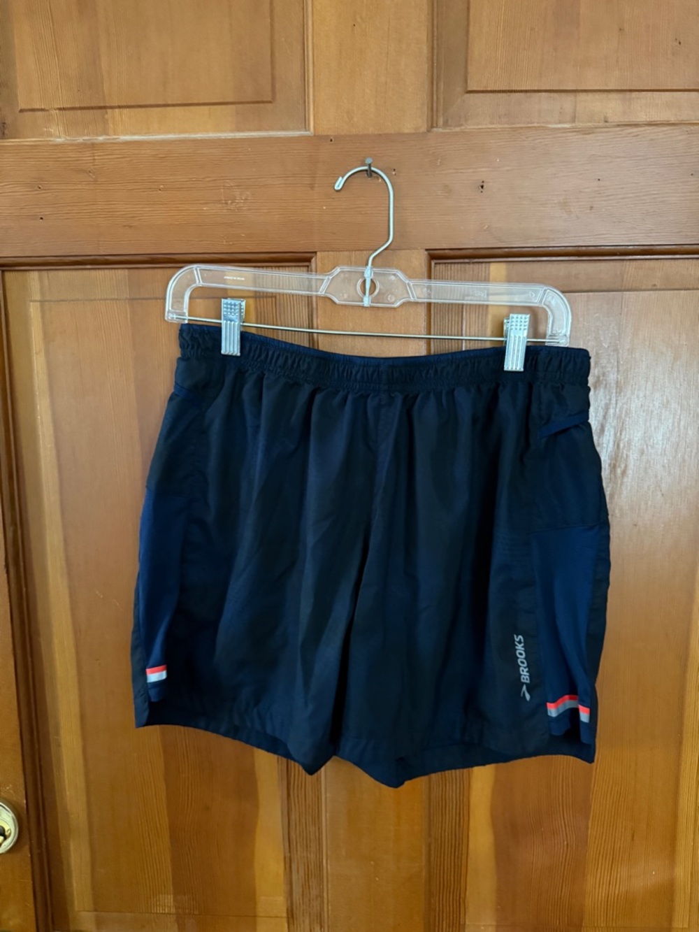 Men's Black + Navy Brooks Running Shorts with Reflective Trim